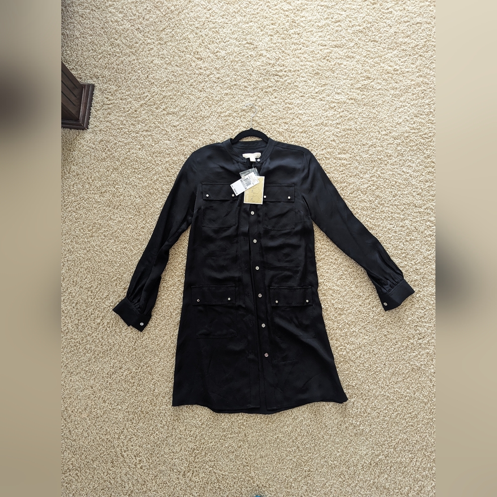 NWT, Michael Kors Shirt Dress, Size 0, Color Black